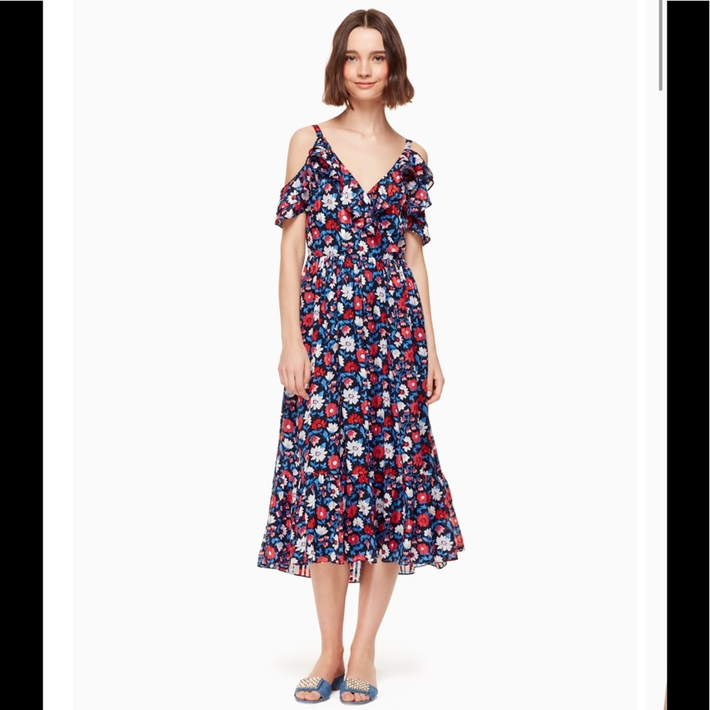 Kate spade daisy stripe satin midi dress